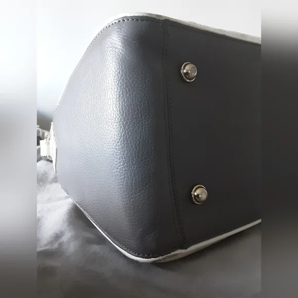 BRAHMIN HUDSON CREAM/GRAY SATCHEL - Picture 9 of 13